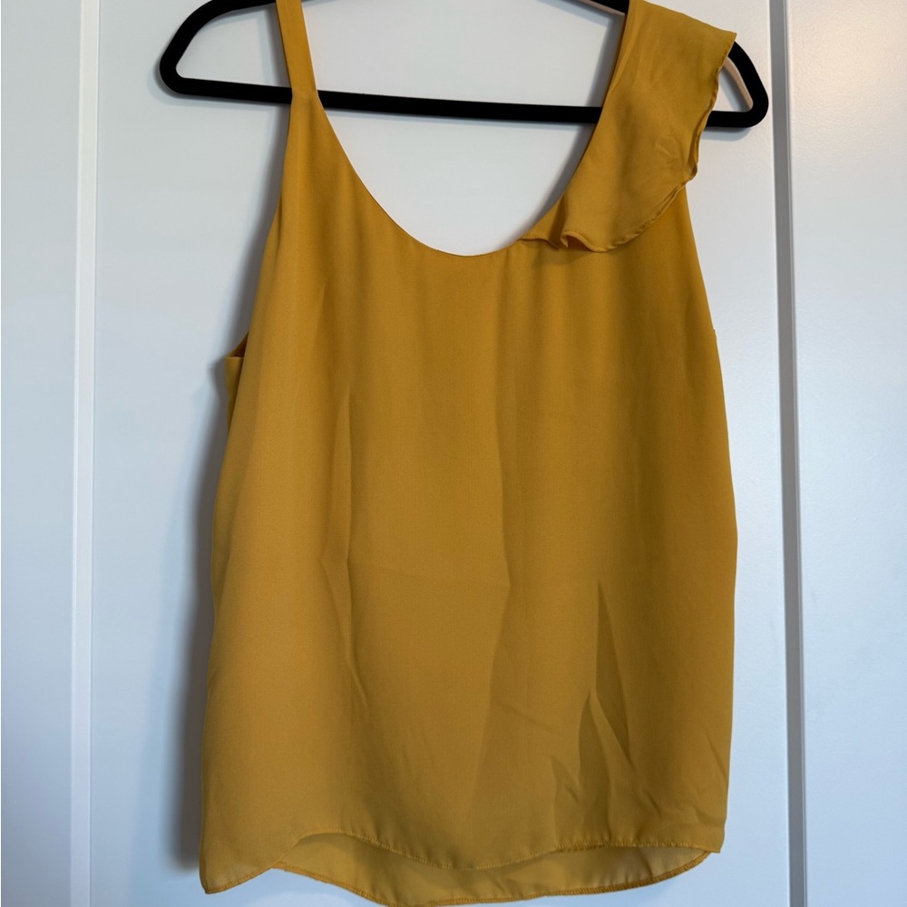 Yellow Ruffle Asymmetrical Tank - Picture 6 of 9